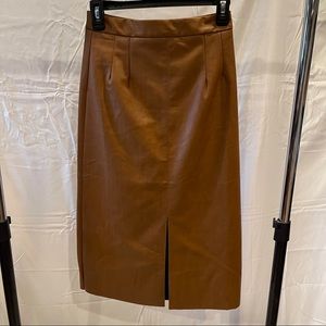 Chicwish brown faux leather midi skirt